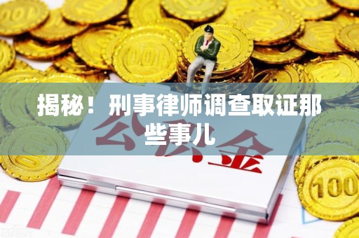 秀屿揭秘！刑事律师调查取证那些事儿